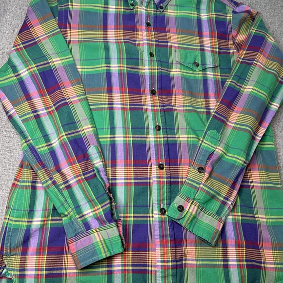 Ralph Lauren Button Down Shirt Men's L Green Colorful Plaid Preppy Casual - Picture 5 of 14